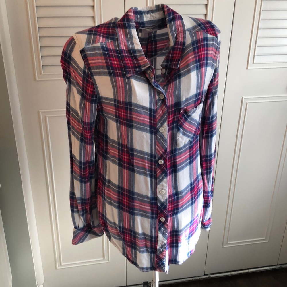 A plaid flannel shirt